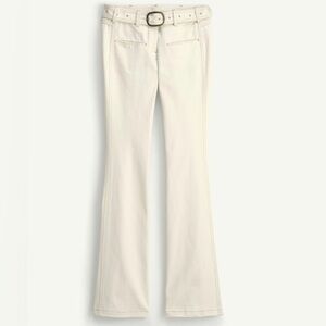 Zara Cream Topstiched Flare & Wide Leg Jeans